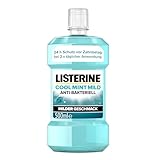 LISTERINE Cool Mint Mild (500 ml), antibakterielle Mundspülung mit ätherischen Ölen & ohne Alkohol, mildes Mundwasser bekämpft wirksam Bakterien,...