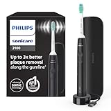 Philips Sonicare 3100 elektrische Zahnbürste, Schallzahnbürste, Andruckkontrolle und Timer, Reiseetui, Schwarz, HX3673/14