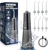 Munddusche Kabellos Elektrischer Zahnreiniger, Vimmk Zahndusche Water Flosser 5 Modi & 8 Düsen USB-C Wiederaufladbare Wasser Flosser IPX7...