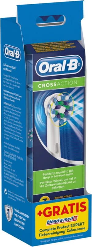 Oral-B CrossAction 3er + blend-a-med Complete 75 ml Aufsteckbürsten